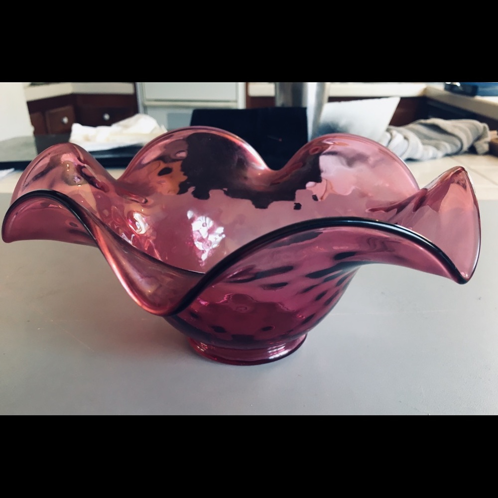 Cranberry Depression Glass Bowl